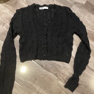 Zara black knit sweater cardigan